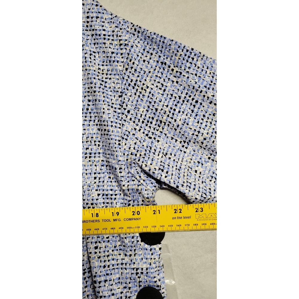 Blue/black/white Print Nic+Zoe Ls Oversize Tunic W Large Black Buttons Trim Sz L - Picture 8 of 10